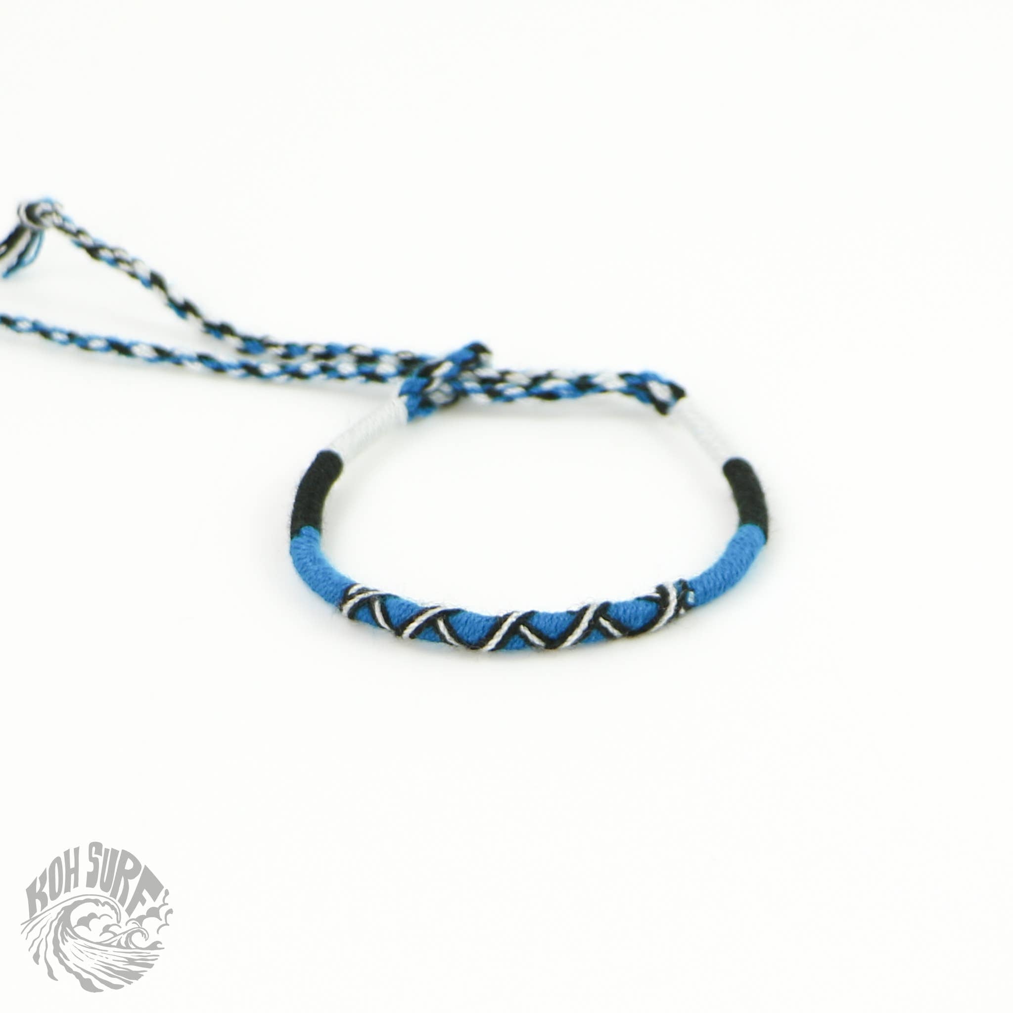 Pineapple Island Bracciale in cotone intrecciato a mano di Koh Surf: Viola e blu