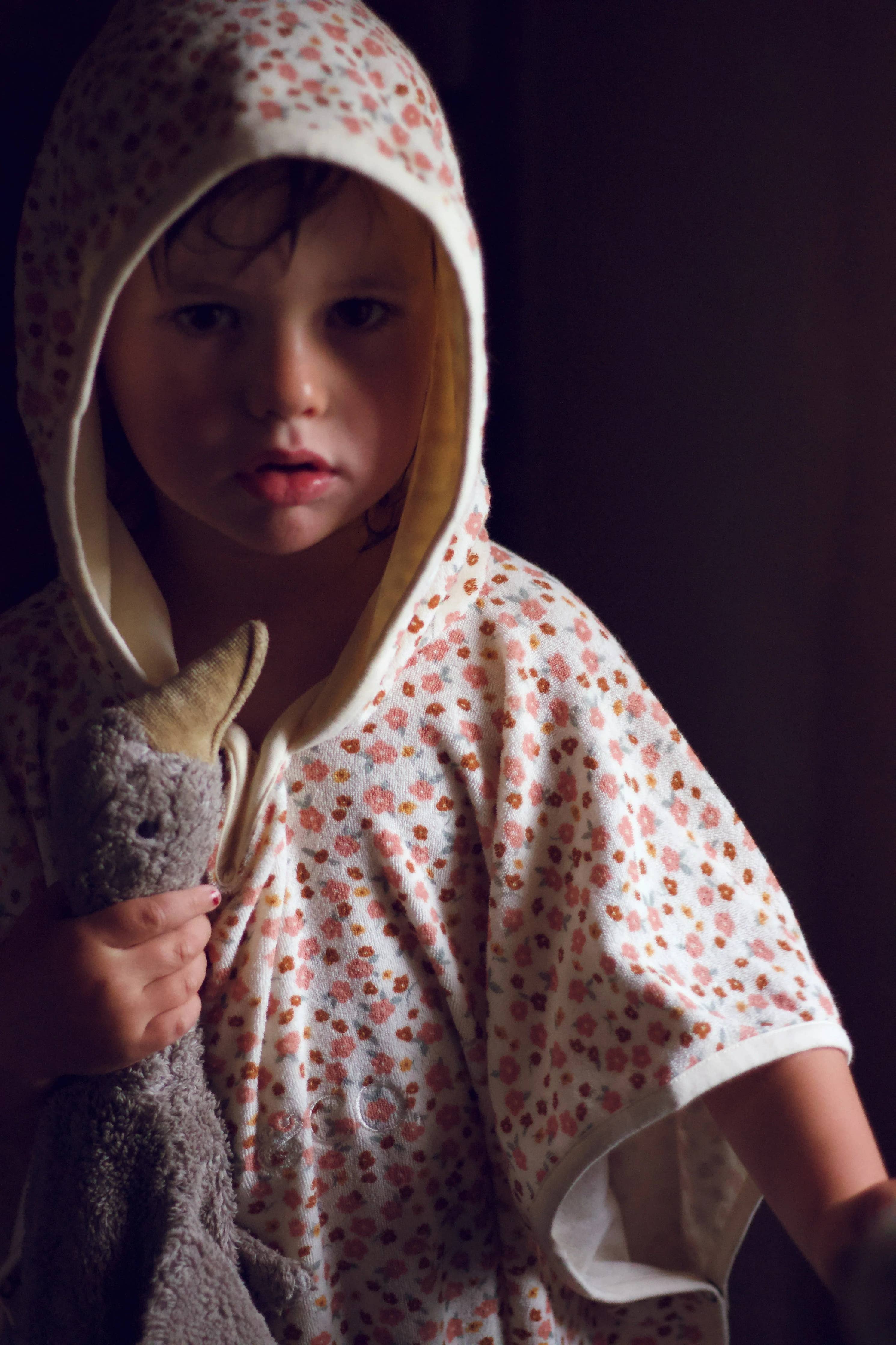 GRECH & CO Poncho Asciugamano da Bagno | Cotone Organico - Prato al Tramonto