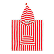 Rose in April Poncho da bagno per bambini Suzon a righe rosso pomodoro