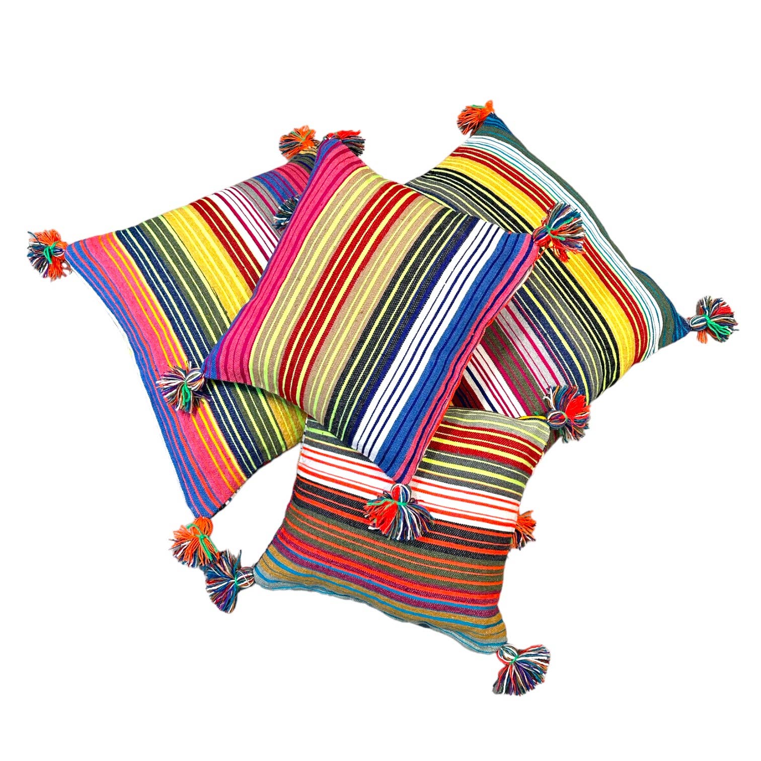 SOUK in the CITY Cuscini MOUIRA Multi Stripe & Pompom - 50/50