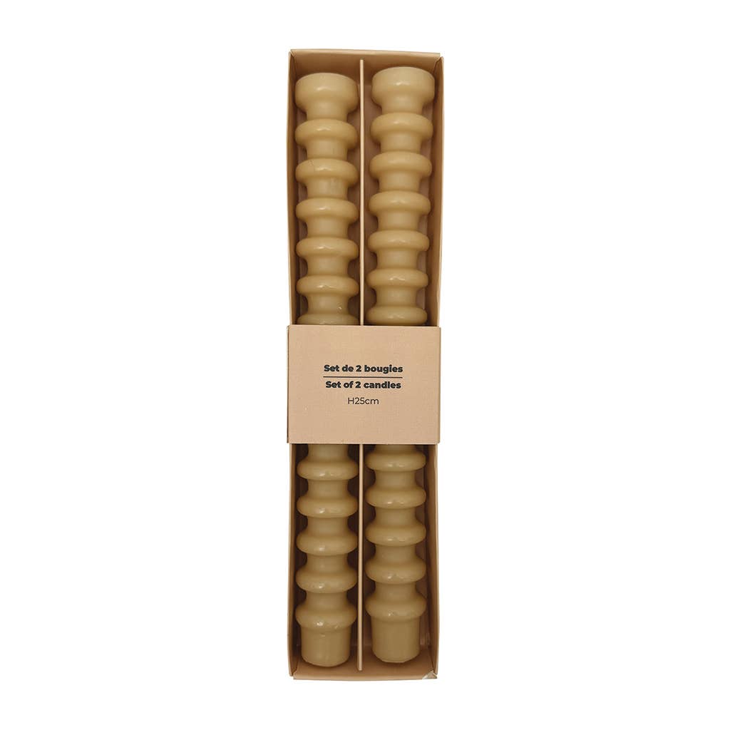 Opjet Paris Set di 2 candele lunghe ad anello beige D2,8 H25cm