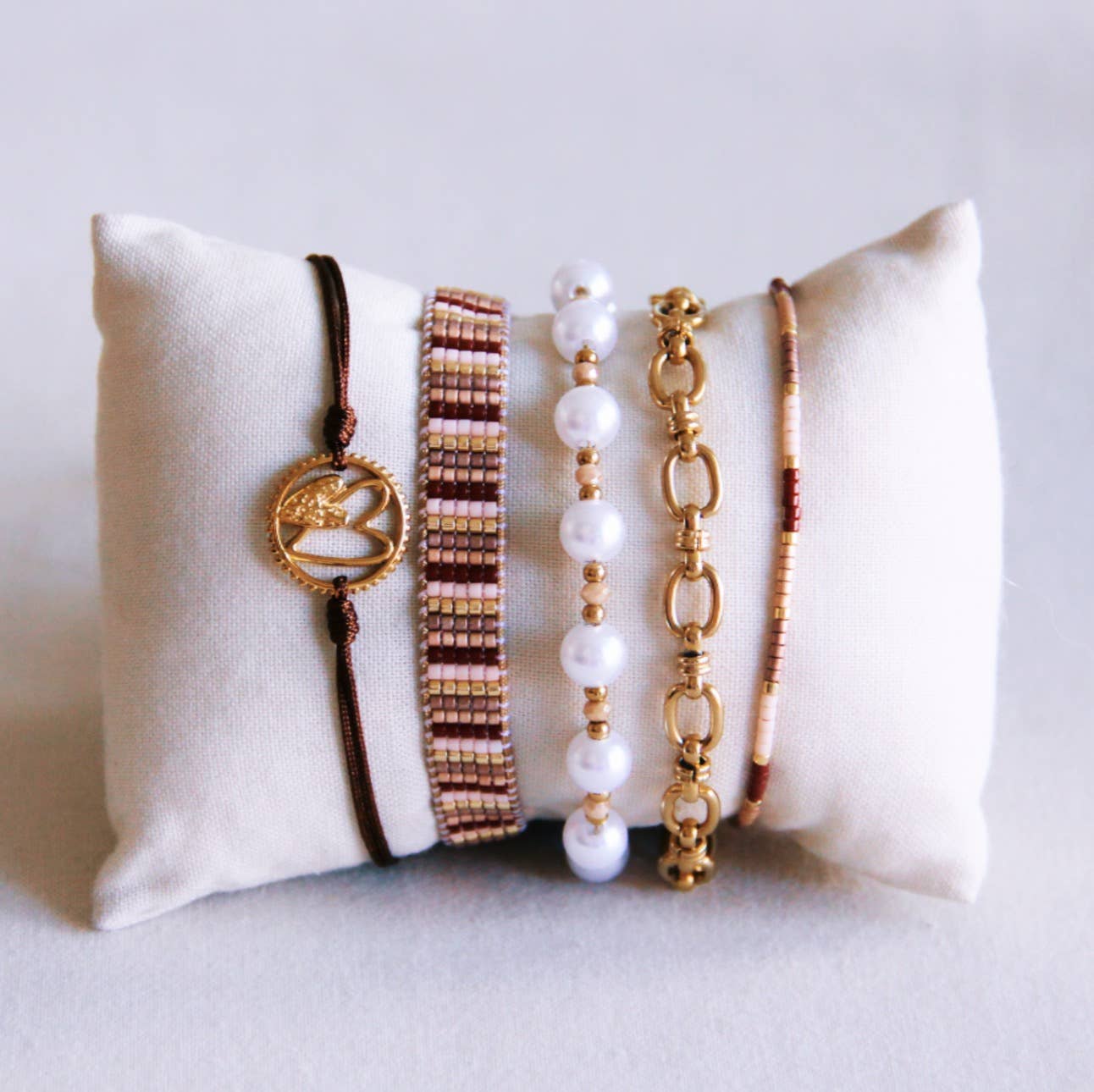 Bazou Bracciale intrecciato 'stripes' - tonalità nude