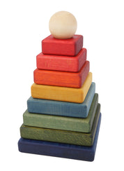 Wooden Story Sp. z o.o. Piramide Quadrata Arcobaleno - Impilatore Montessori