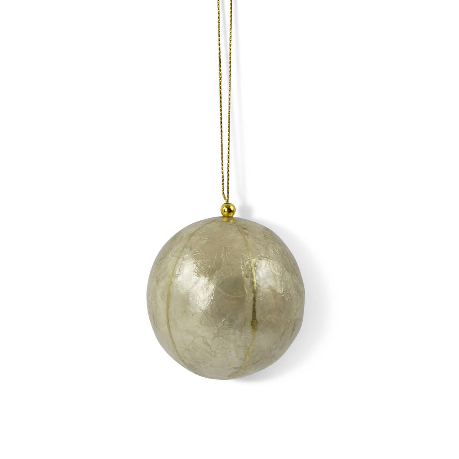 Kinta Pallina di Natale con cappuccio, strisce e dettagli dorati, 6 cm: White