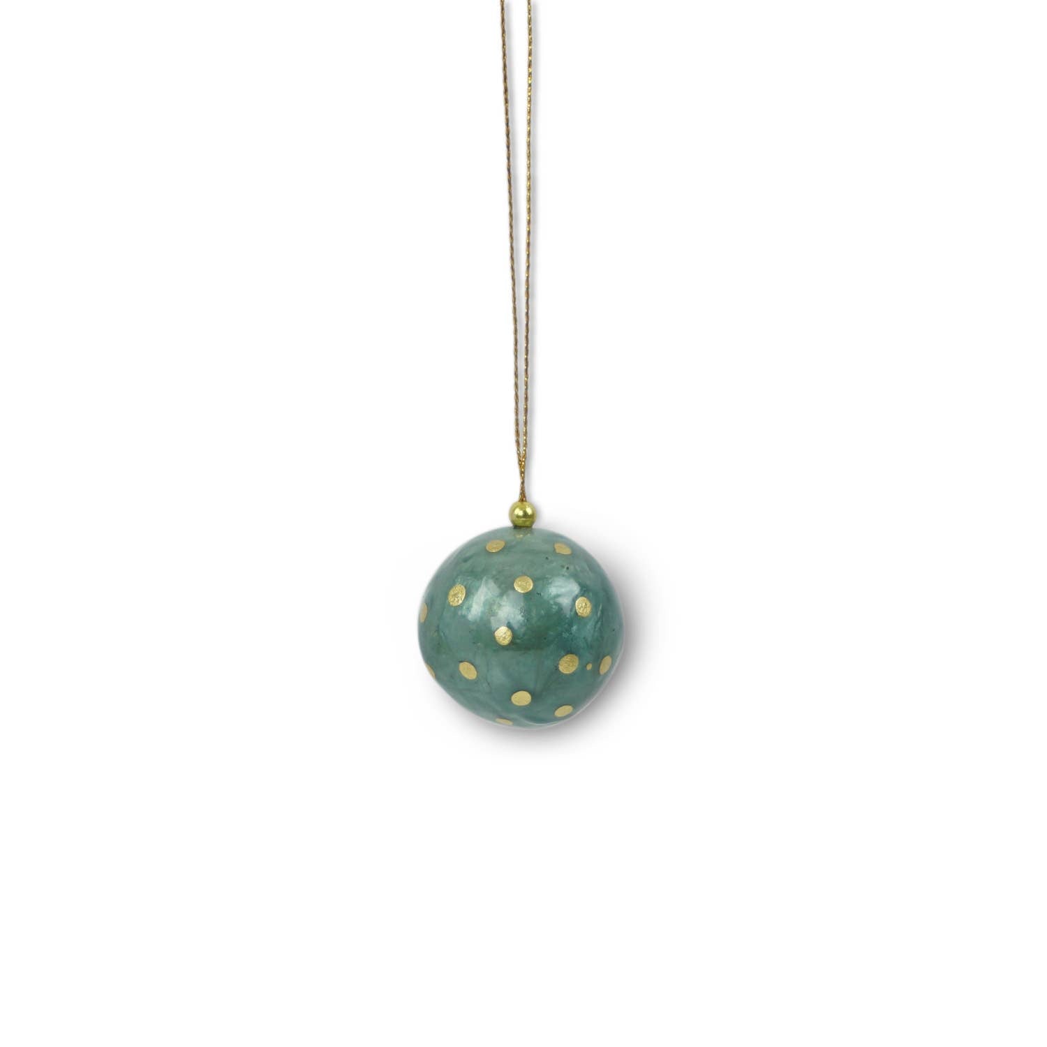 Kinta Pallina di Natale con cappellino a pois, finitura oro, 3 cm: Bianco