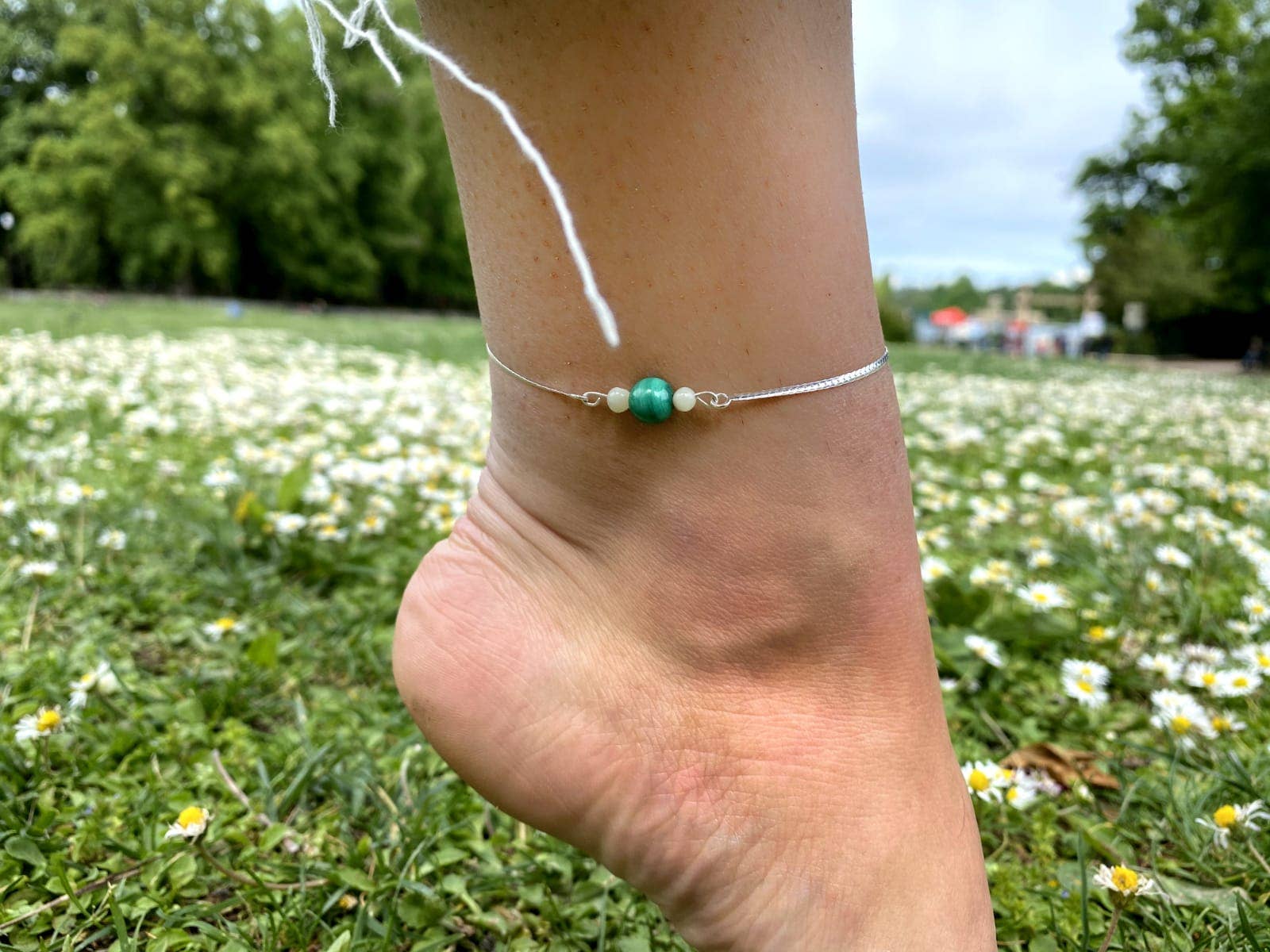Iroquoise Cavigliera in malachite e argento 925