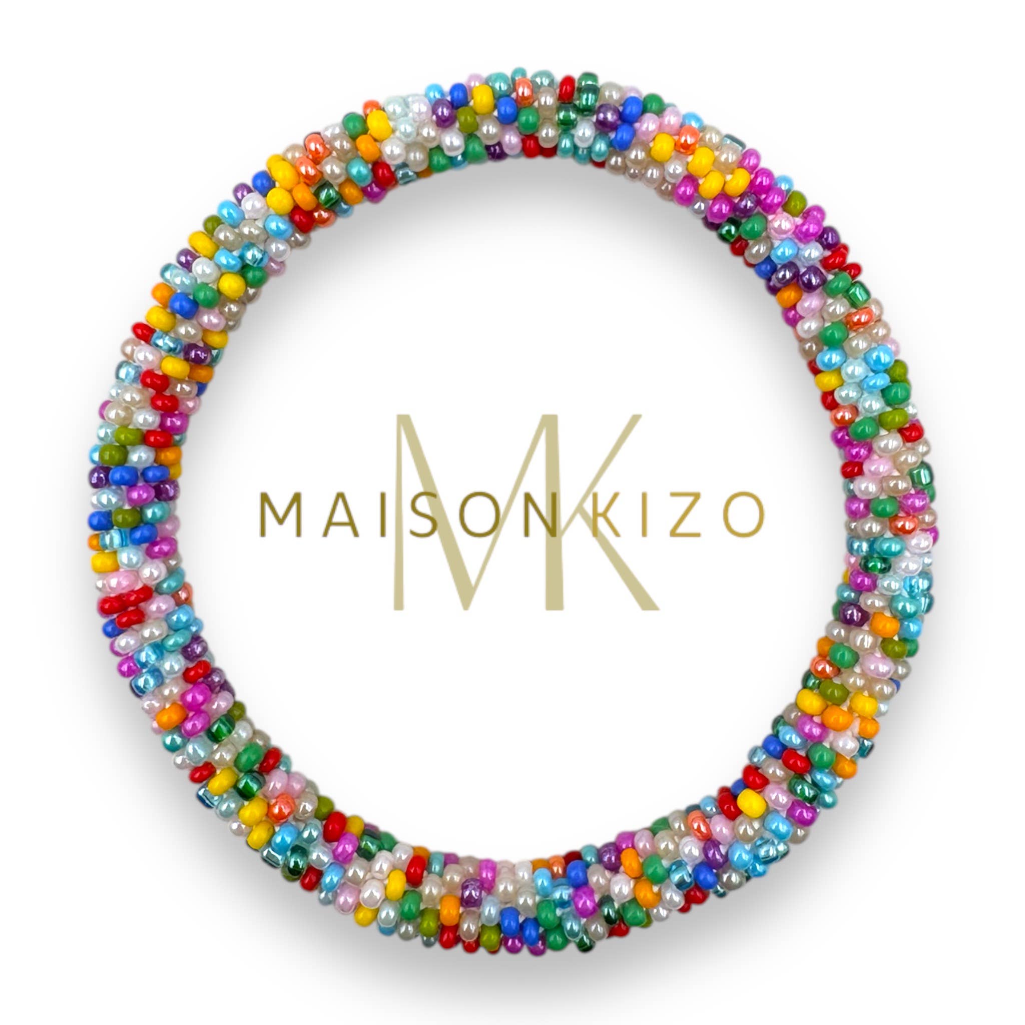MAISON KIZO Bracciale nepalese perline di vetro E32