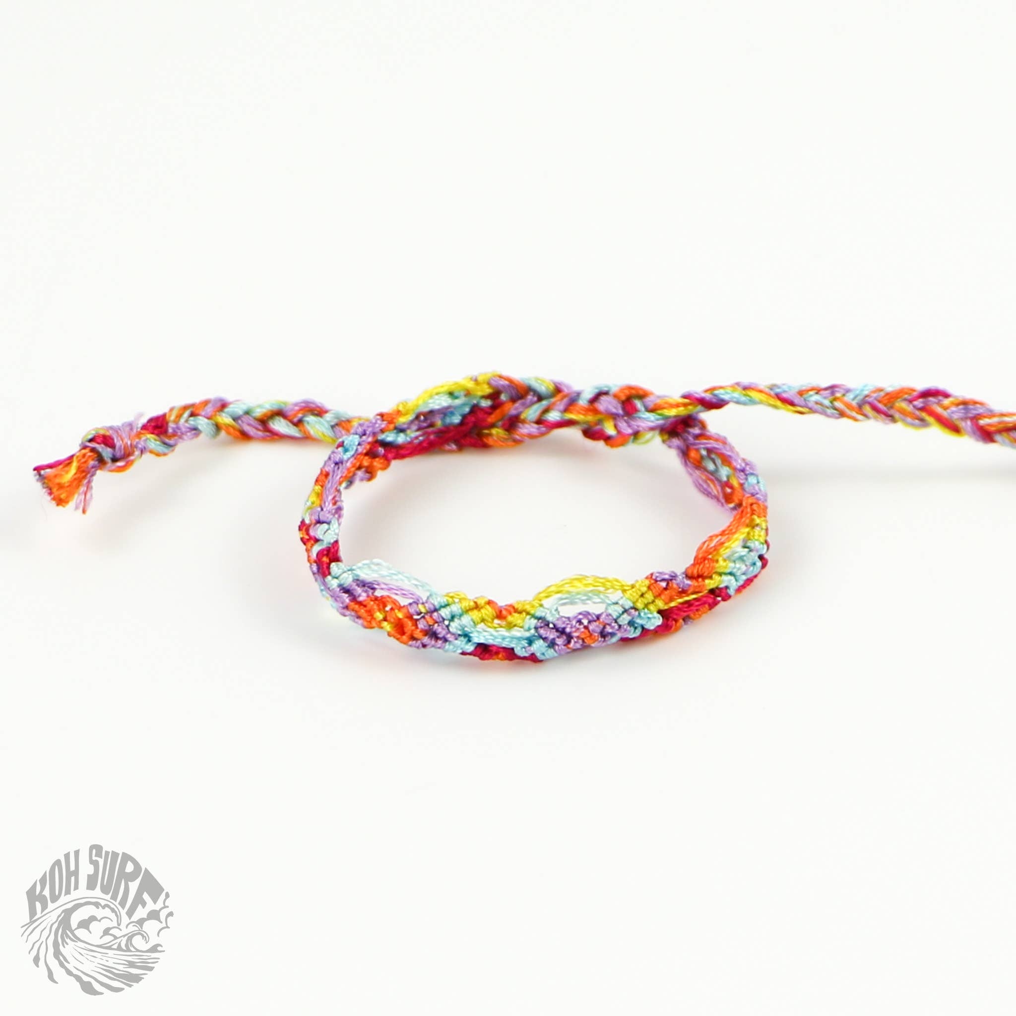 Pineapple Island Bracciale in cotone e seta tessuto a mano di Koh Surf: Toni rosa