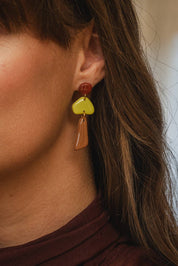 Van Schaaijk Studio Orecchini Luna - Bordeaux / Lime / Cannella