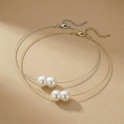Goupi Lab Collana minimalista con perle d'acqua dolce: Silver