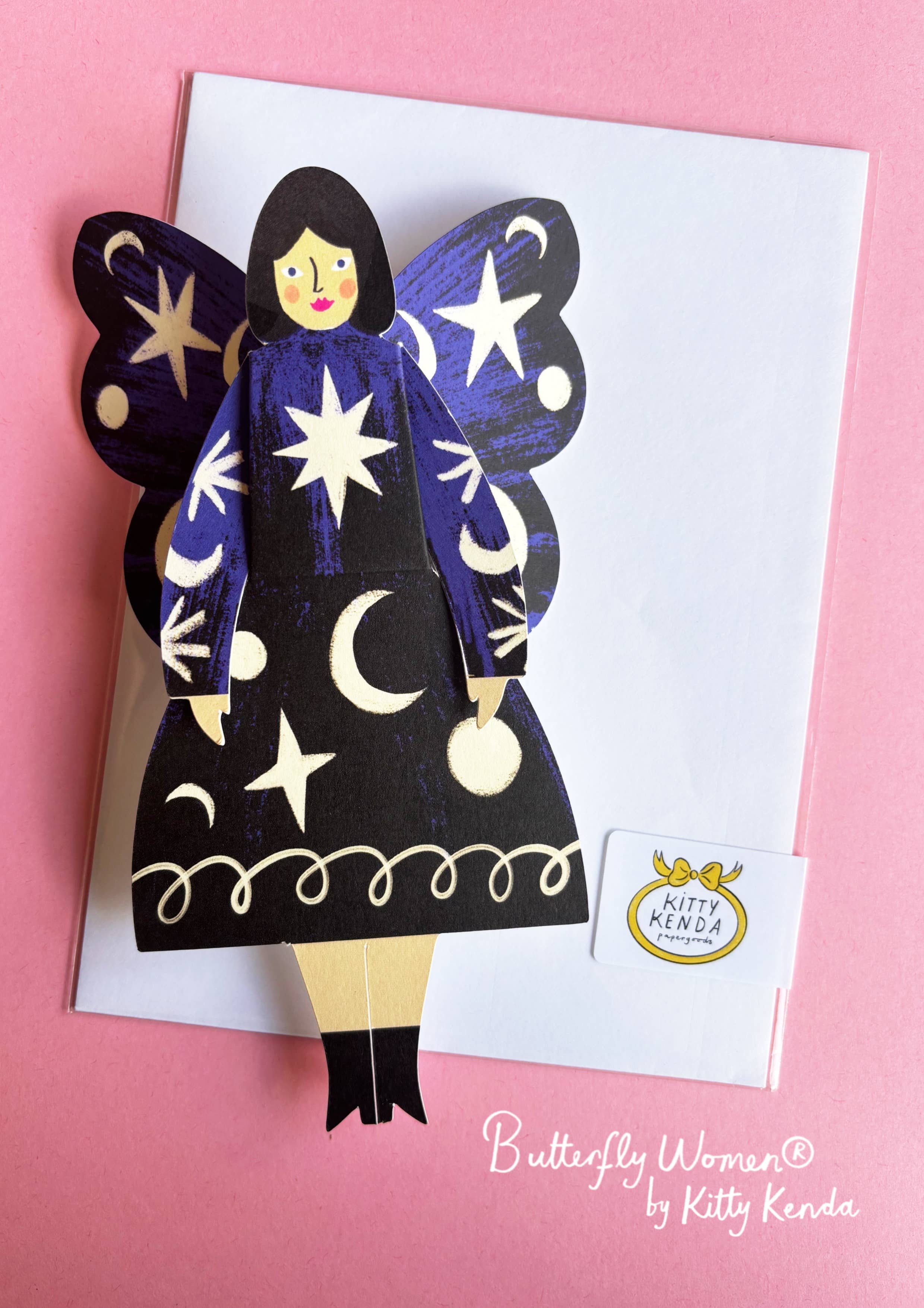 Kitty Kenda Papergoods Biglietto di Auguri Donna Farfalla Seduta - Cosmico