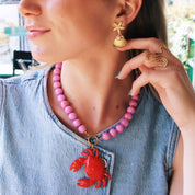 Bazou Collana con perline di pietra naturale XL - viola