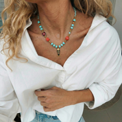 Goupi Lab Collana estiva con ciondolo a forma di pesce colorato con perline
