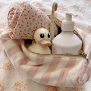 Rose in April Beauty case in spugna rosa chiaro a righe VIC: ROSA CHIARO / L13*W26*H12