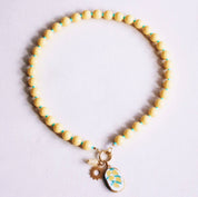 Bazou Collana di perline Miyuki con ciondoli - giallo/menta