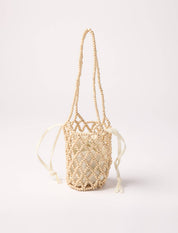 Maradji - BORSA PERLINE DI LEGNO PEPITA