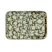 Bonheur du Jour Vassoio boho chic a fiori in metallo smaltato Jaya Verde