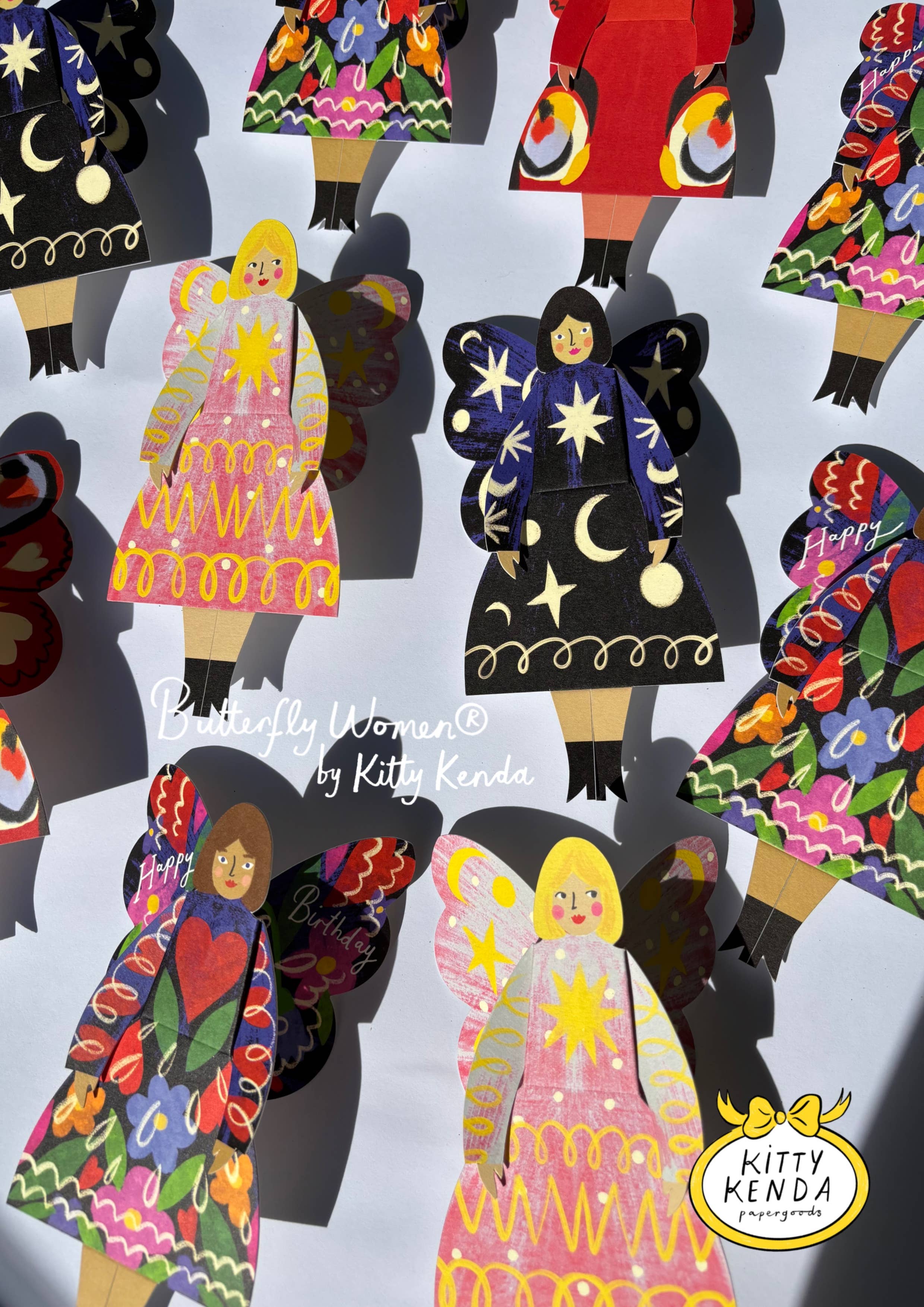 Kitty Kenda Papergoods Biglietto di Auguri Donna Farfalla Seduta - Cosmico