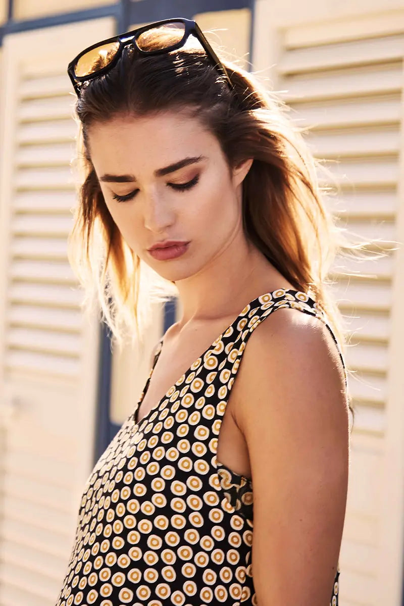 VERDISSIMA Mare Abito lungo fantasia Tropical Dots |