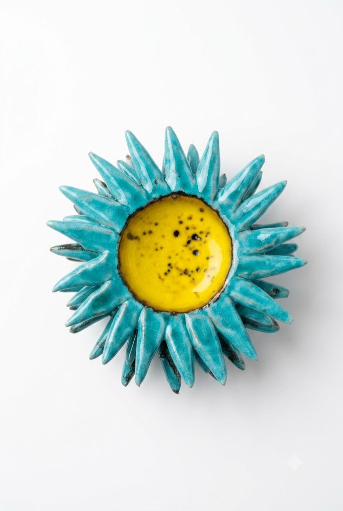 Ceramiche Fratantoni - Mezzo riccio azzurro giallo piccolo