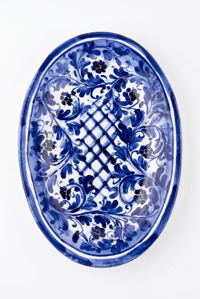 Simone Caltagirone - Vassoio Ovale in Ceramica blu