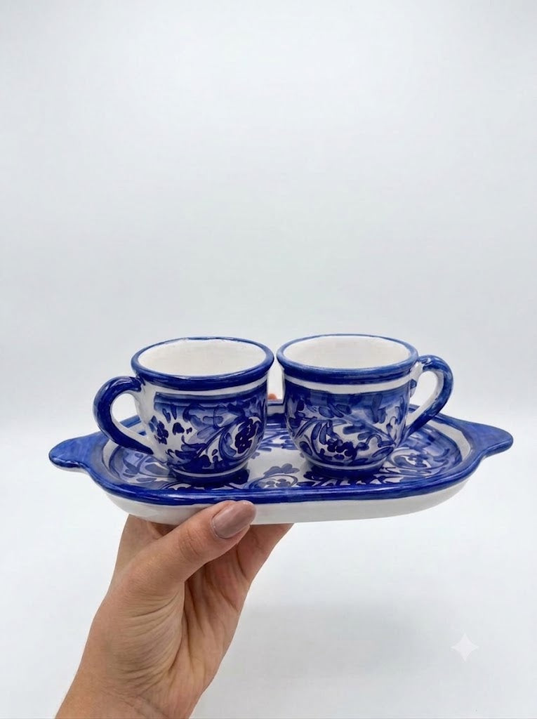 Simone Caltagirone - Set da Caffè per 2 Persone con Vassoio