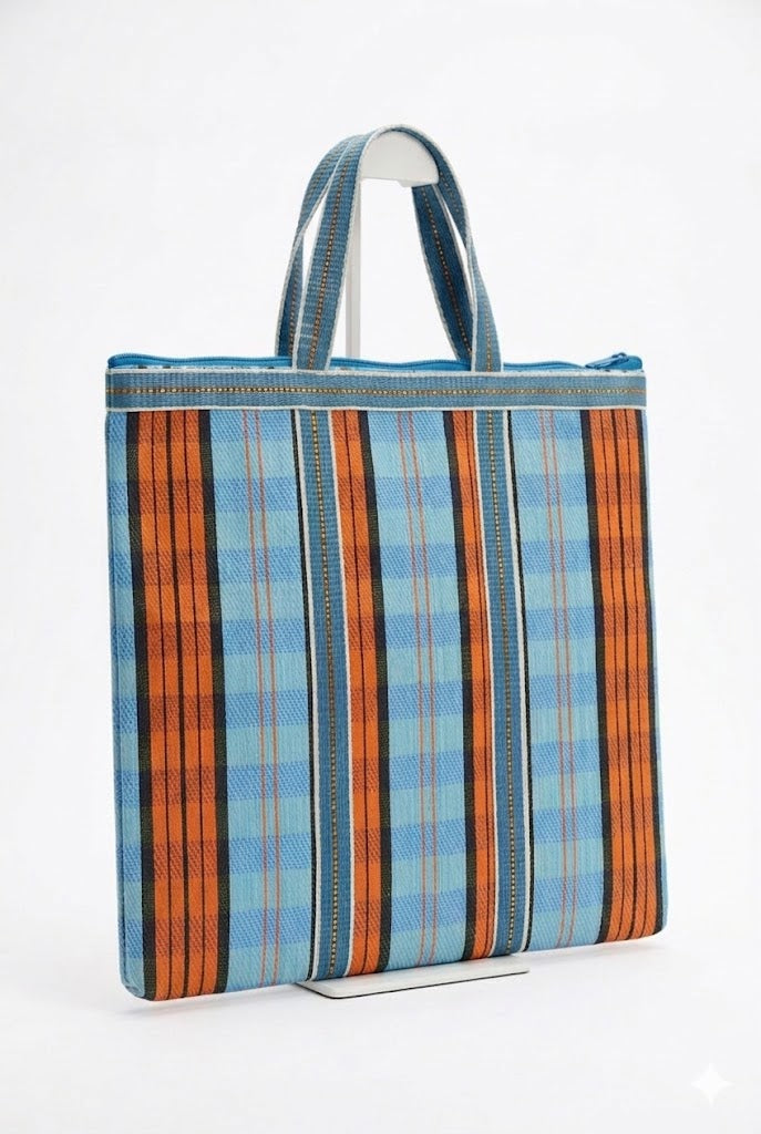 Babachic Borsa Simple Zip - azzurro/arancio
