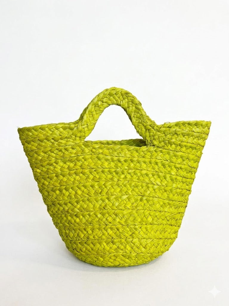 NATURELLEMENT - Cesta Artigianale in Fibra Naturale Intrecciata a Mano Tinette giallo