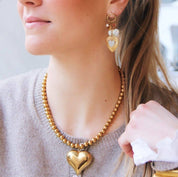 Bazou Collana di perline con cuore "XL" - oro