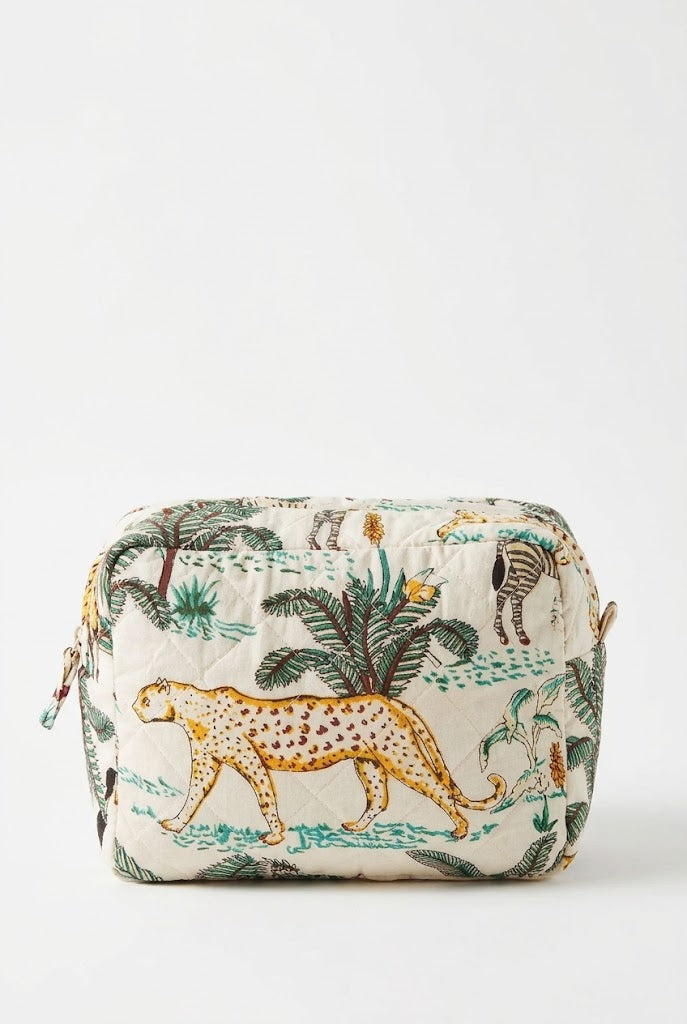 Namaste Borsa da toilette con stampa giungla: Bianco (WH)