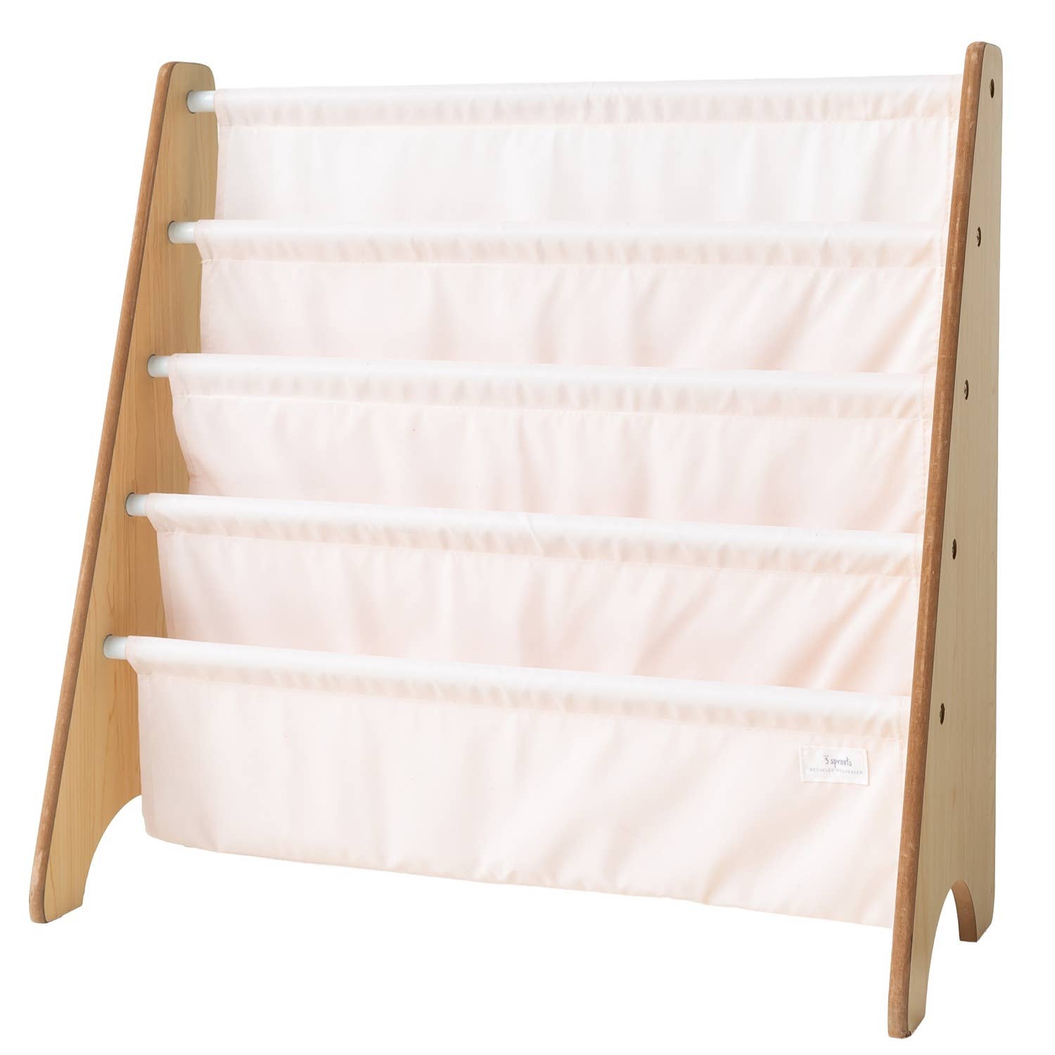 3 Sprouts Libreria per bambini con tessuto riciclato - colori uniformi: Crema