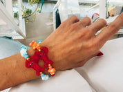 Goupi Lab Bracciali doppi con chips semipreziose turche e arancioni e granchio in vetro: Turchese