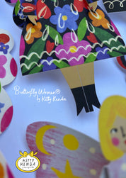 Kitty Kenda Papergoods Biglietto di Auguri Donna Farfalla Seduta - Fiori di Mezzanotte
