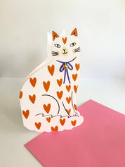 Kitty Kenda Papergoods Biglietto di auguri a forma di gattino seduto Loveheart