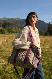 Louise Misha Borsa da viaggio Lilio 36 ore - fiori - kaki e viola: Sogni di Fresia Kaki / VOI