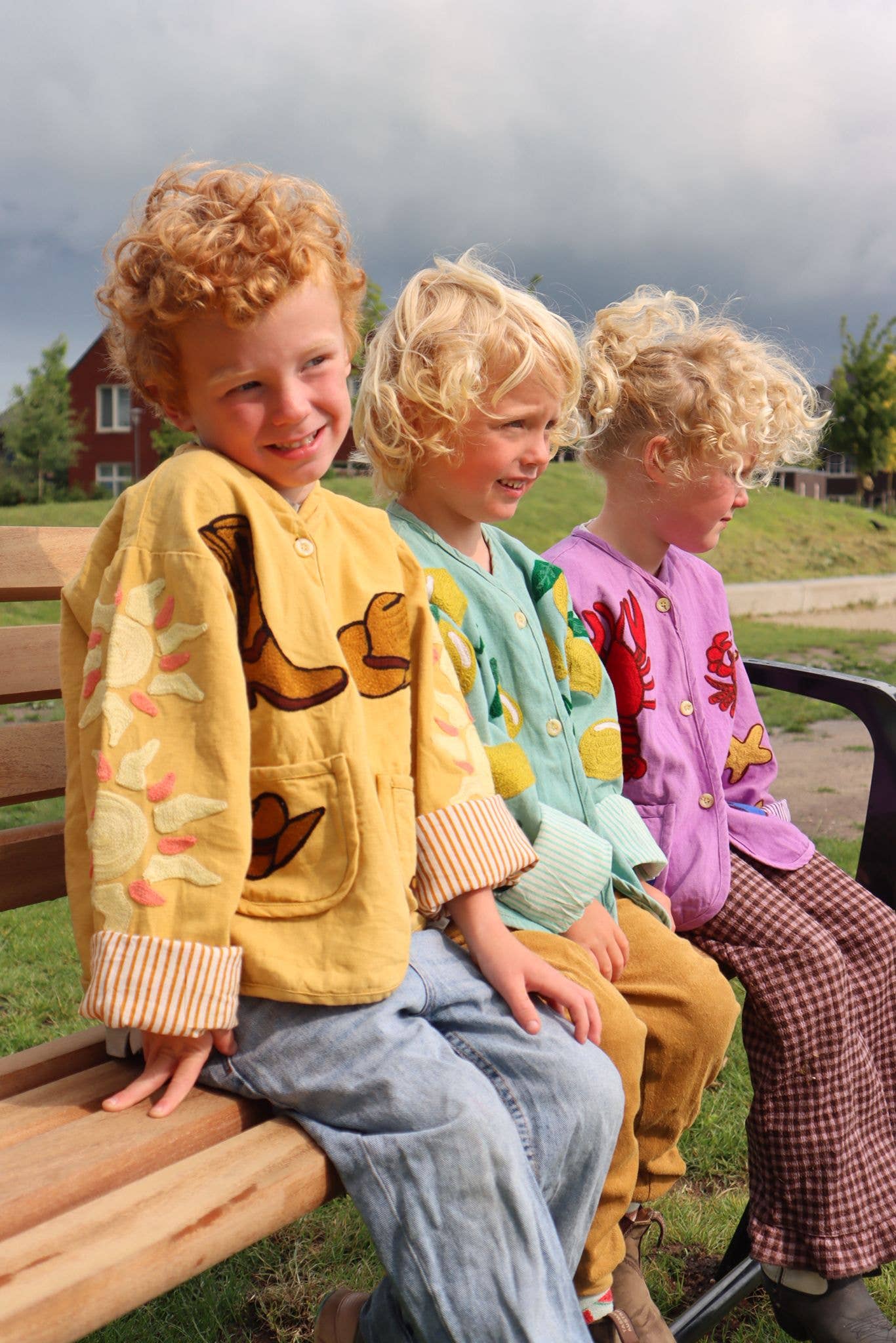 ToutVintage Giacca ricamata in cotone con limoni BAMBINI