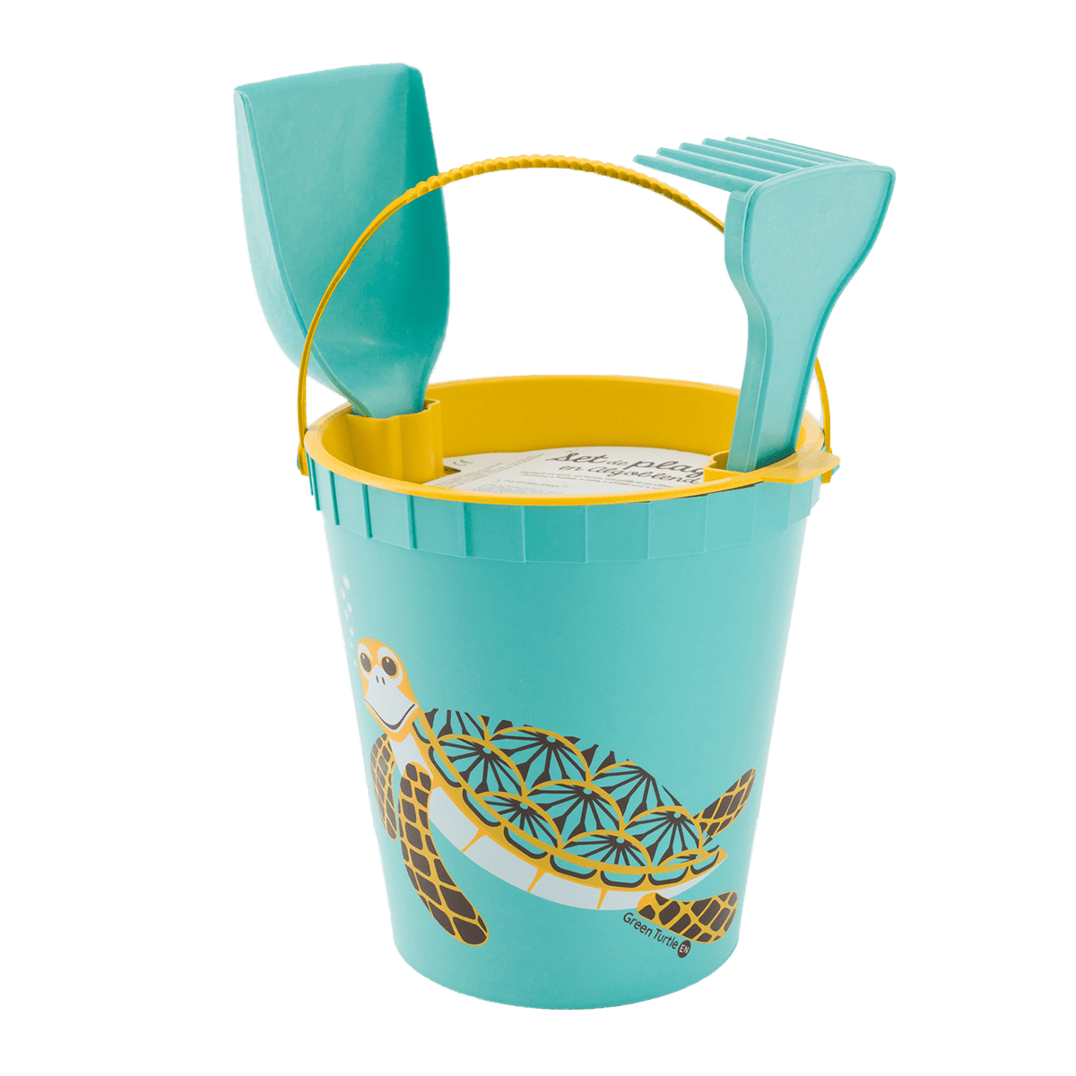 Coq En Pate Set da spiaggia per bambini con secchiello eco-sostenibile in Algoblend® - Tartaruga