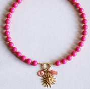 Bazou Collana di perline Miyuki con ciondoli - fucsia/oran