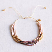 Bazou Bracciale quadruplo Miyuki - nude/taupe/placcato oro