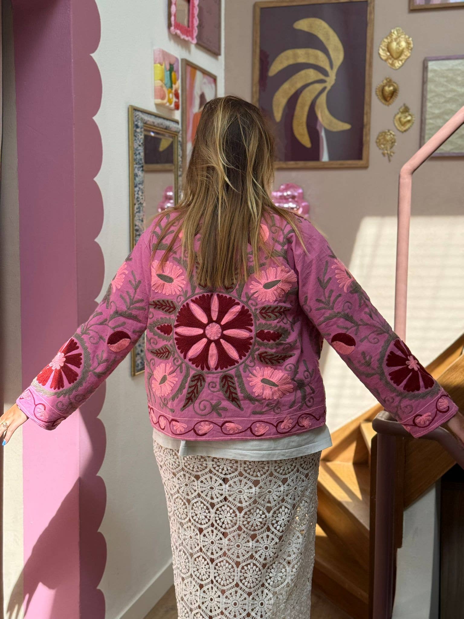 ToutVintage Giacca ricamata in cotone Pantera Rosa