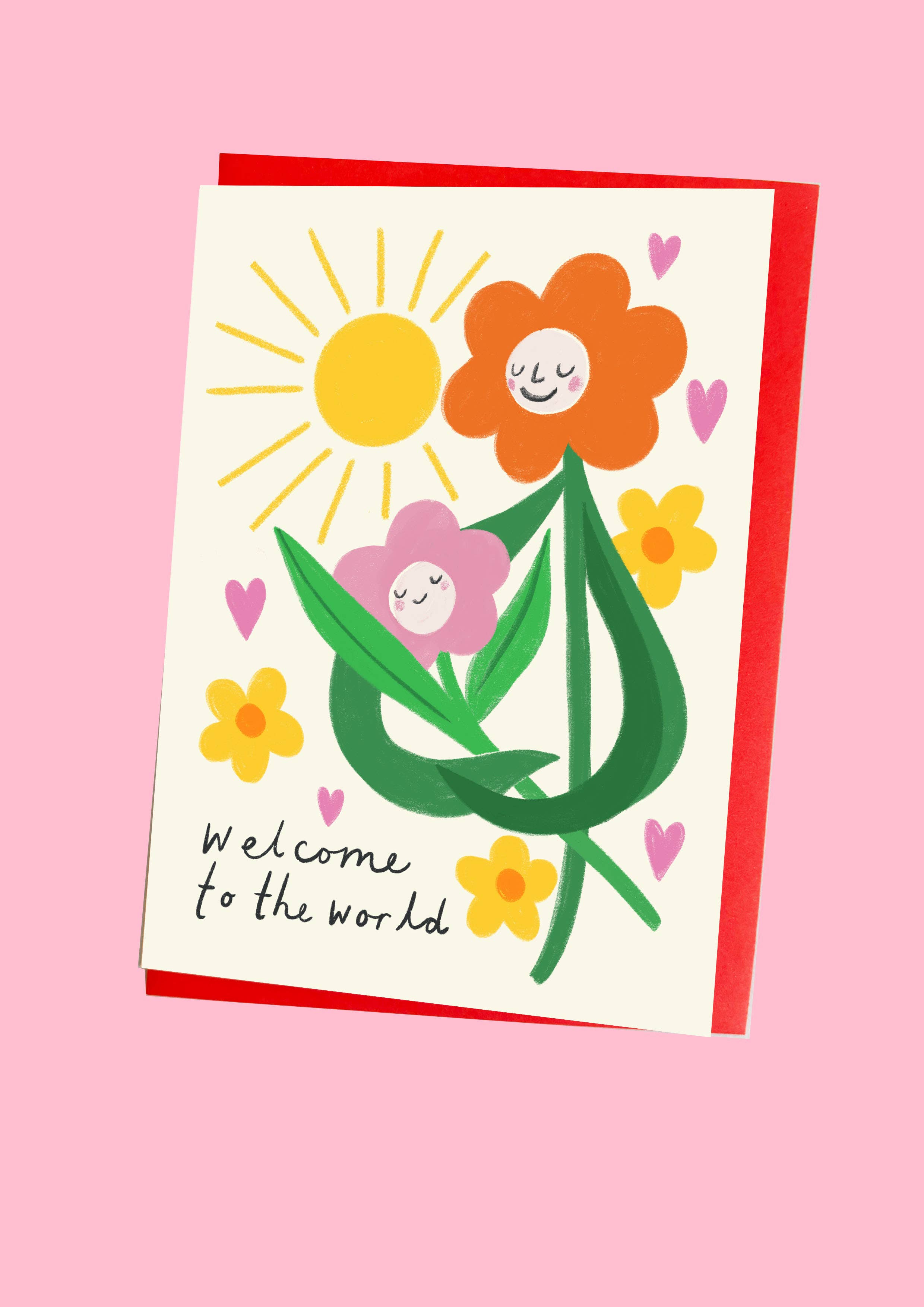 Kitty Kenda Papergoods Biglietto di auguri New Baby Flower Face