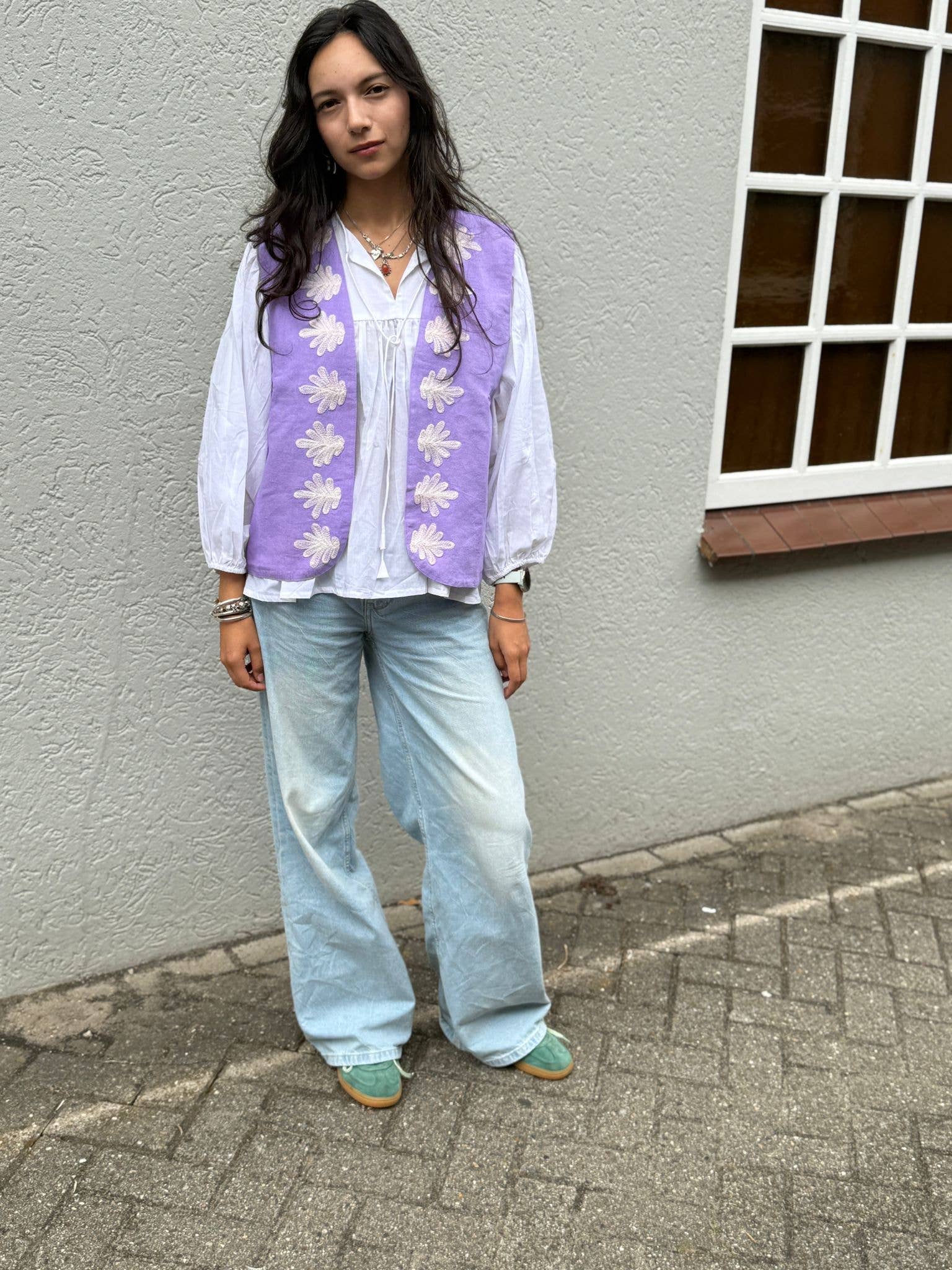 ToutVintage Gilet in cotone Suzani Serpente viola