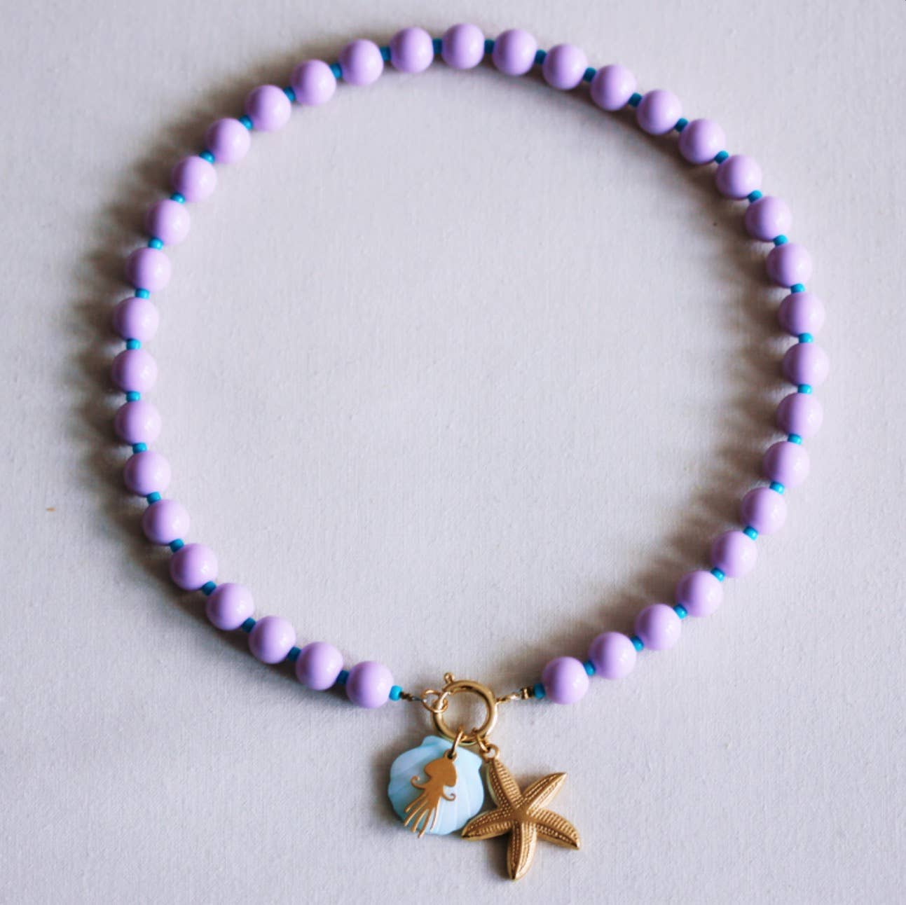 Bazou Collana di perline Miyuki con charms - lilla/acqua