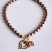 Bazou Collana di perline Miyuki con ciondoli - taupe/salmone