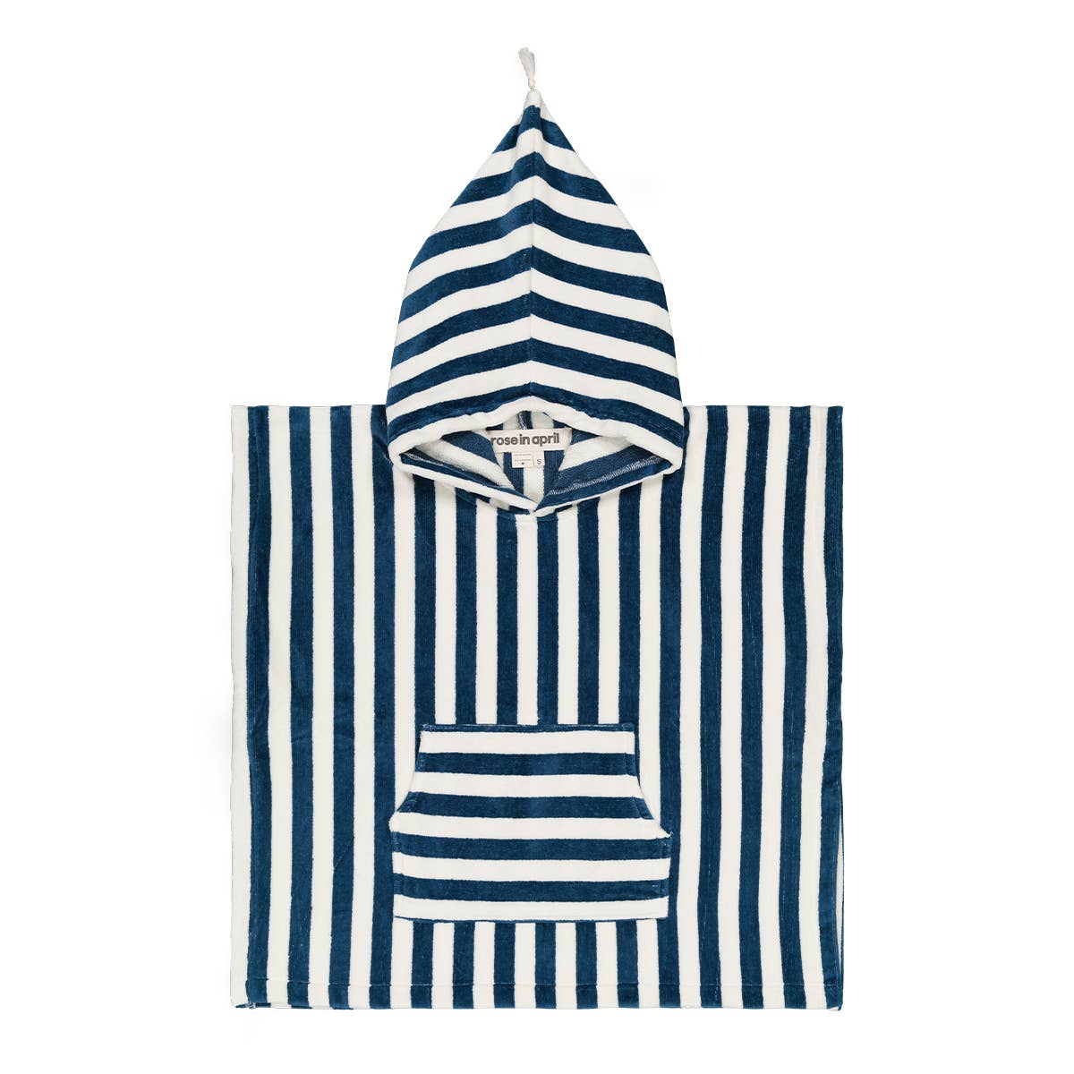 Rose in April Poncho da bagno per bambini Suzon a righe blu midnight