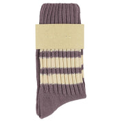 ESCUYER Calze a righe da donna - Viola spento / Ecru: EU 36/41 UK 3.5/7 US 6/9.5