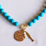 Bazou Collana di perline Miyuki con ciondoli - petrolio/menta