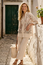ICONIQUE - CAMICIA IN MISTO LINO TIZIANA CACHI/AVORIO