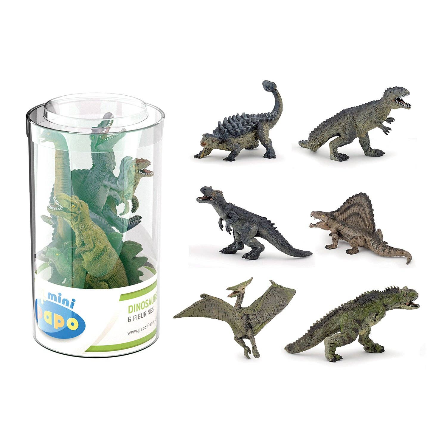 Papo Figurine Mini PLUS Dinosauri Lotto 2, 6 pezzi
