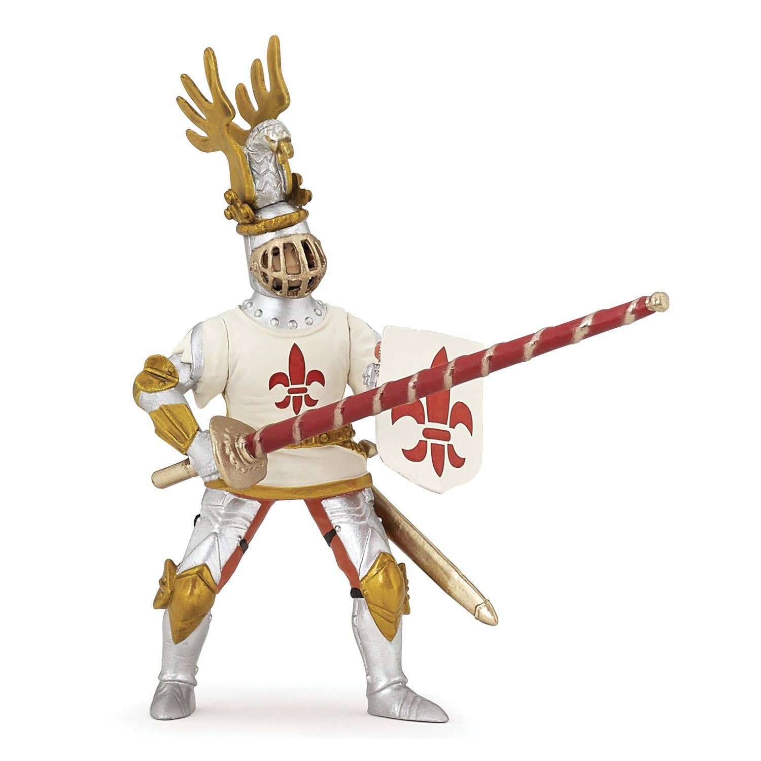 Papo Statuina Cavaliere bianco con giglio